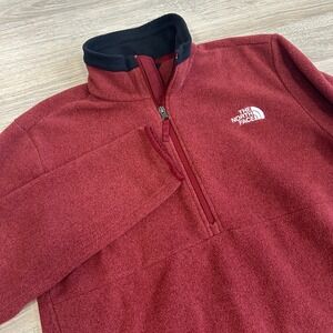 The North Face Sun rise Fleece Pullover 1/4 Zip Pockets Burgundy Red Mens M‎